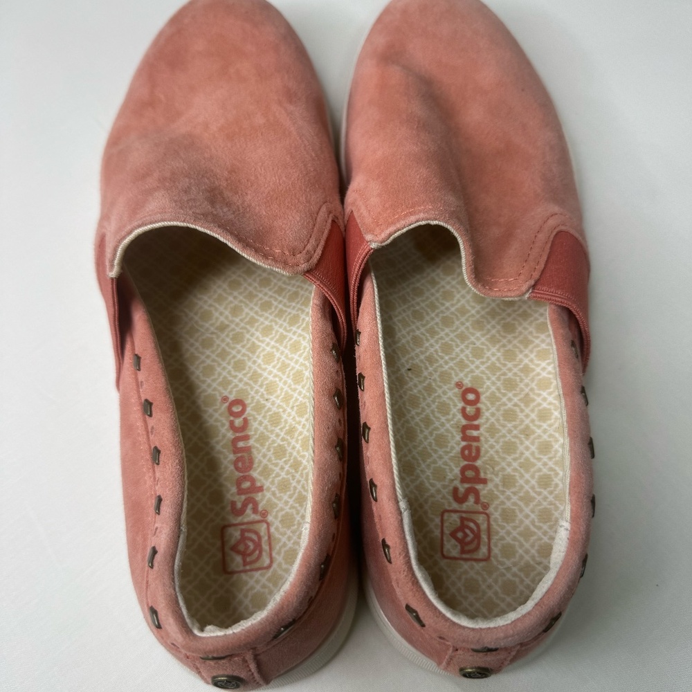 Spenco Women's Slip-On Suede Flats in Dusty Rose